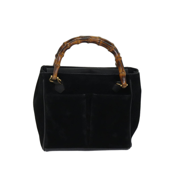 GUCCI Bamboo Hand Bag Suede 2way Black 000 122 0316 Auth 71504 - Picture 13 of 16